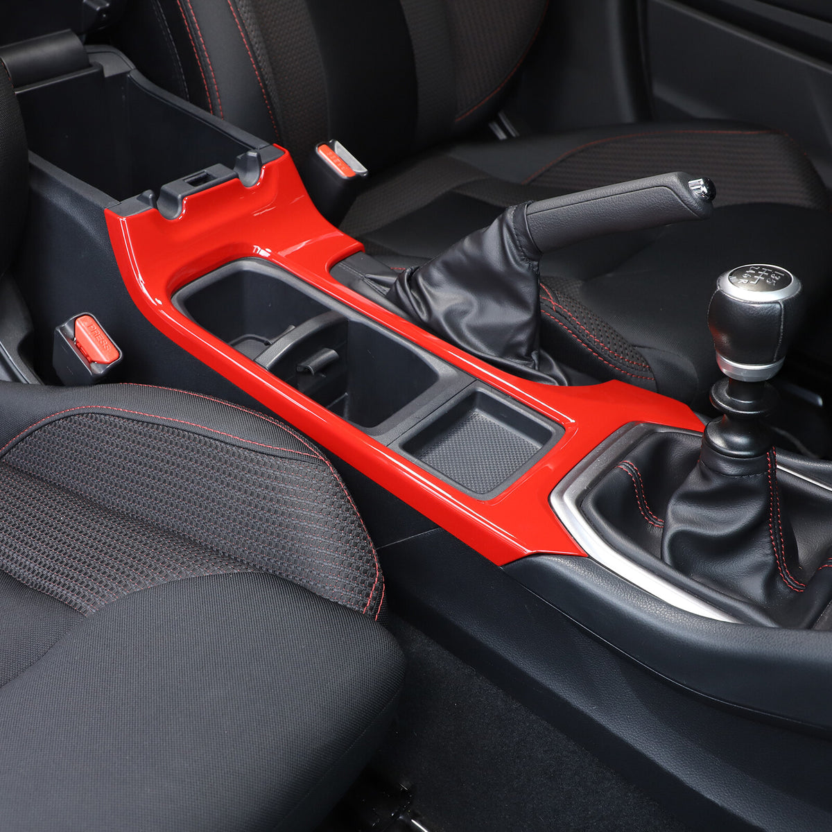 Red ABS Center Console Gear Shift Cup Holder Trim for Subaru WRX VB MT 2022-24 1