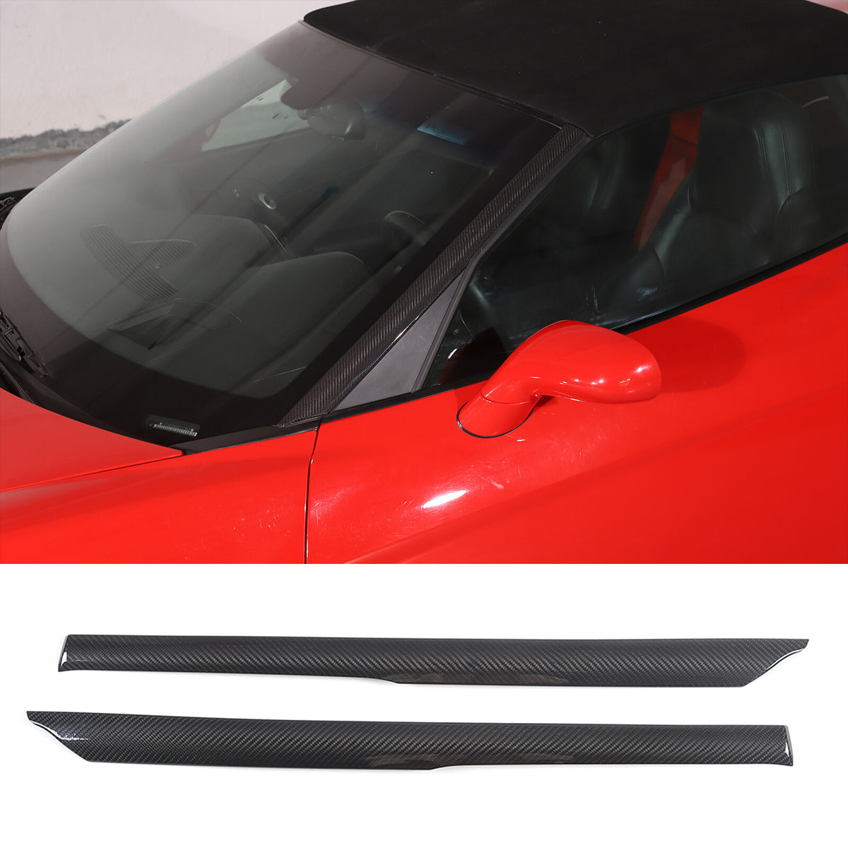 Real Carbon Fiber Exterior Windshield A-Pillar Trim For Corvette C6 05-13 US 3