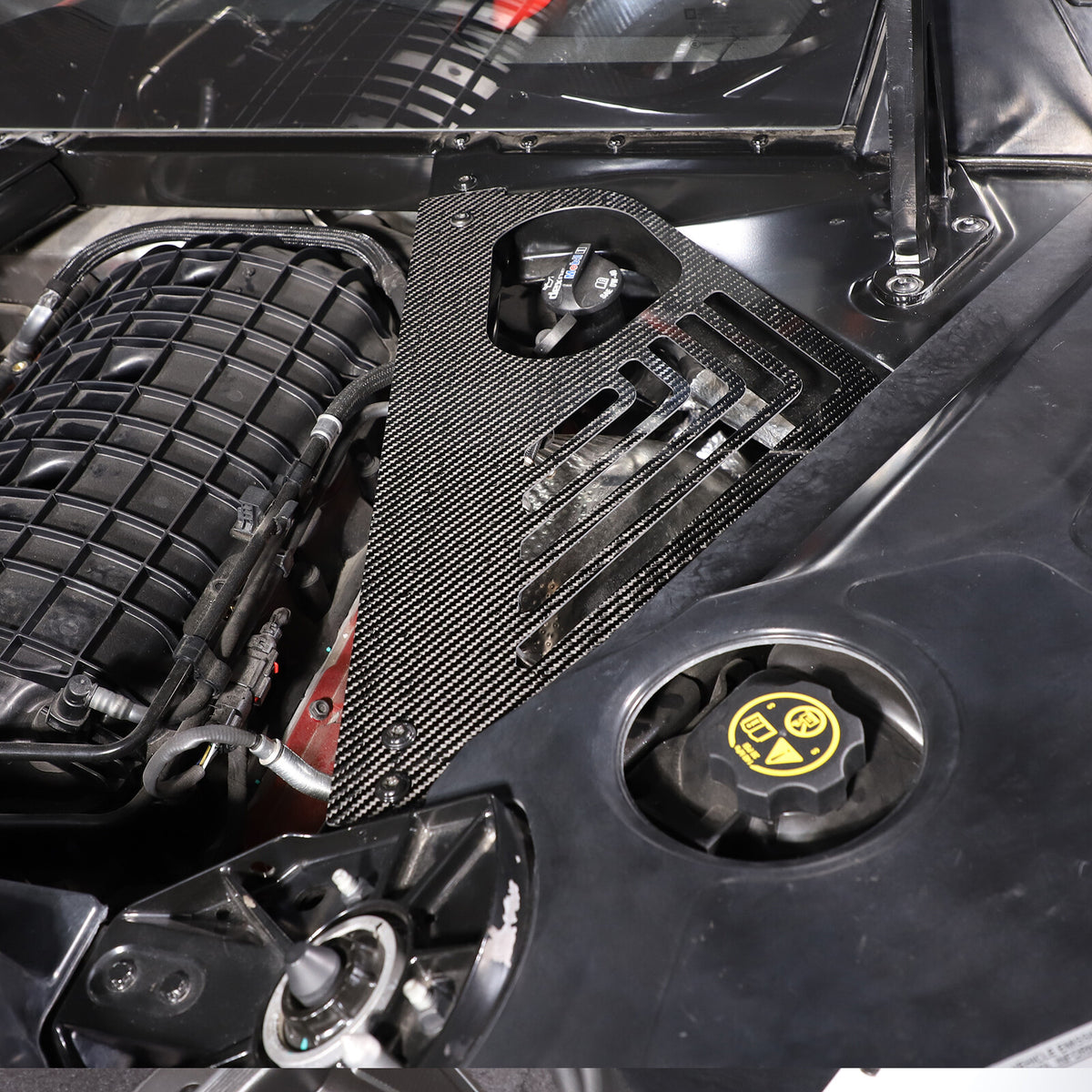 Gloss Real Carbon fiber Engine Bay Side Panel Cover Overlay For Corvette C8 20+ 6