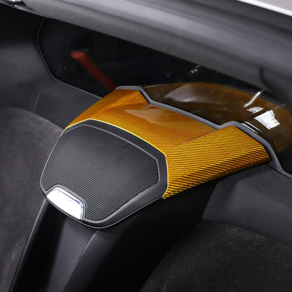 Yellow Carbon Fiber Rear Speaker Top Upper Cover Trim For Corvette C8 Coupe 2026 1
