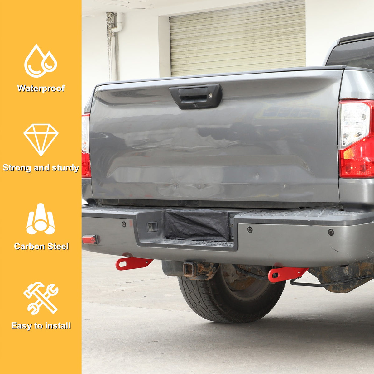 Red Steel Rear Bumper Left & Right Tow Hook Rescue For Nissan Titan 2016-23 17