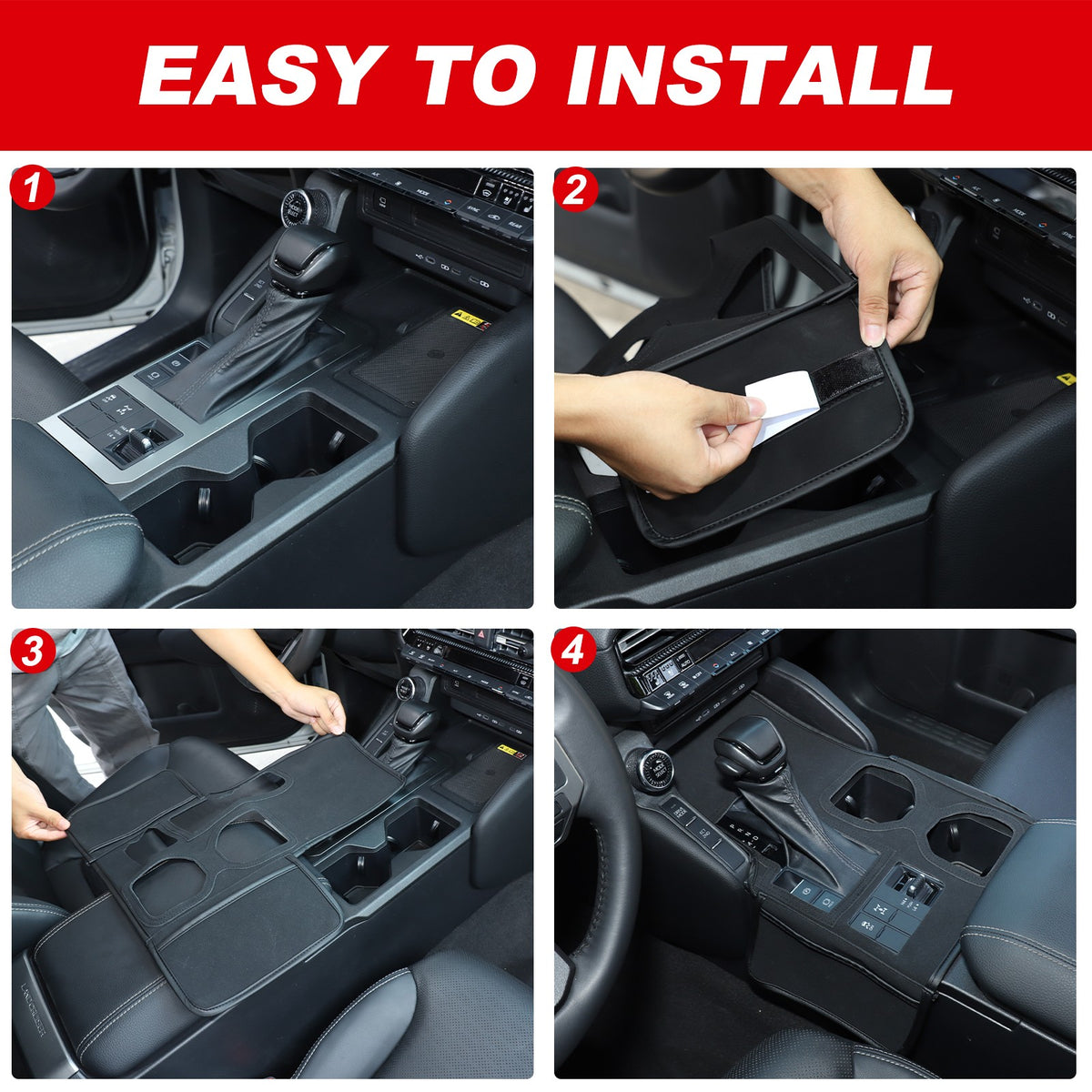 Suede Cloth Center Console Gear Shift Trim Cover For Toyota LC250 Prado 2024+ US 6