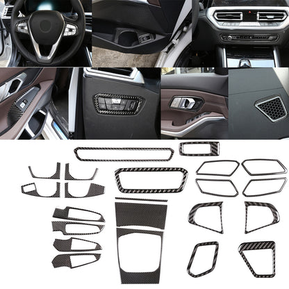 22pcs Carbon Fiber Interior Trim Cover Set Kit For BMW 3 Series G20 2020-2022 1