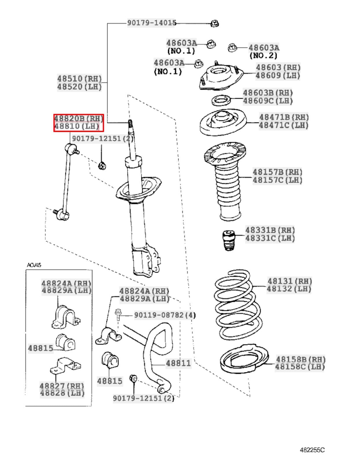 Toyota OEM LINK ASSY, FRONT STABILIZER 48820-33050 LH & RH Set Genuine 3