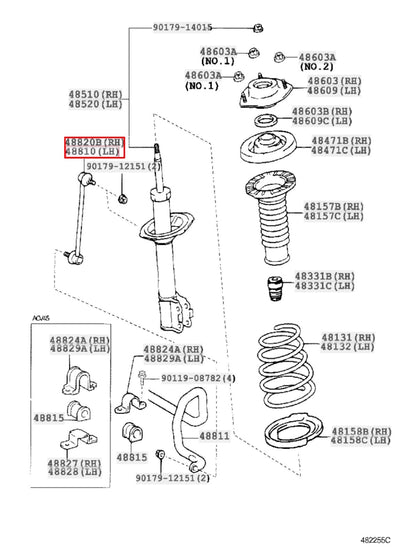 Toyota OEM LINK ASSY, FRONT STABILIZER 48820-33050 LH & RH Set Genuine 3