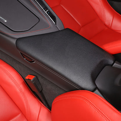 ABS & PU Leather Center Console Armrest Box Cover For Corvette C8 2020-26 US 1