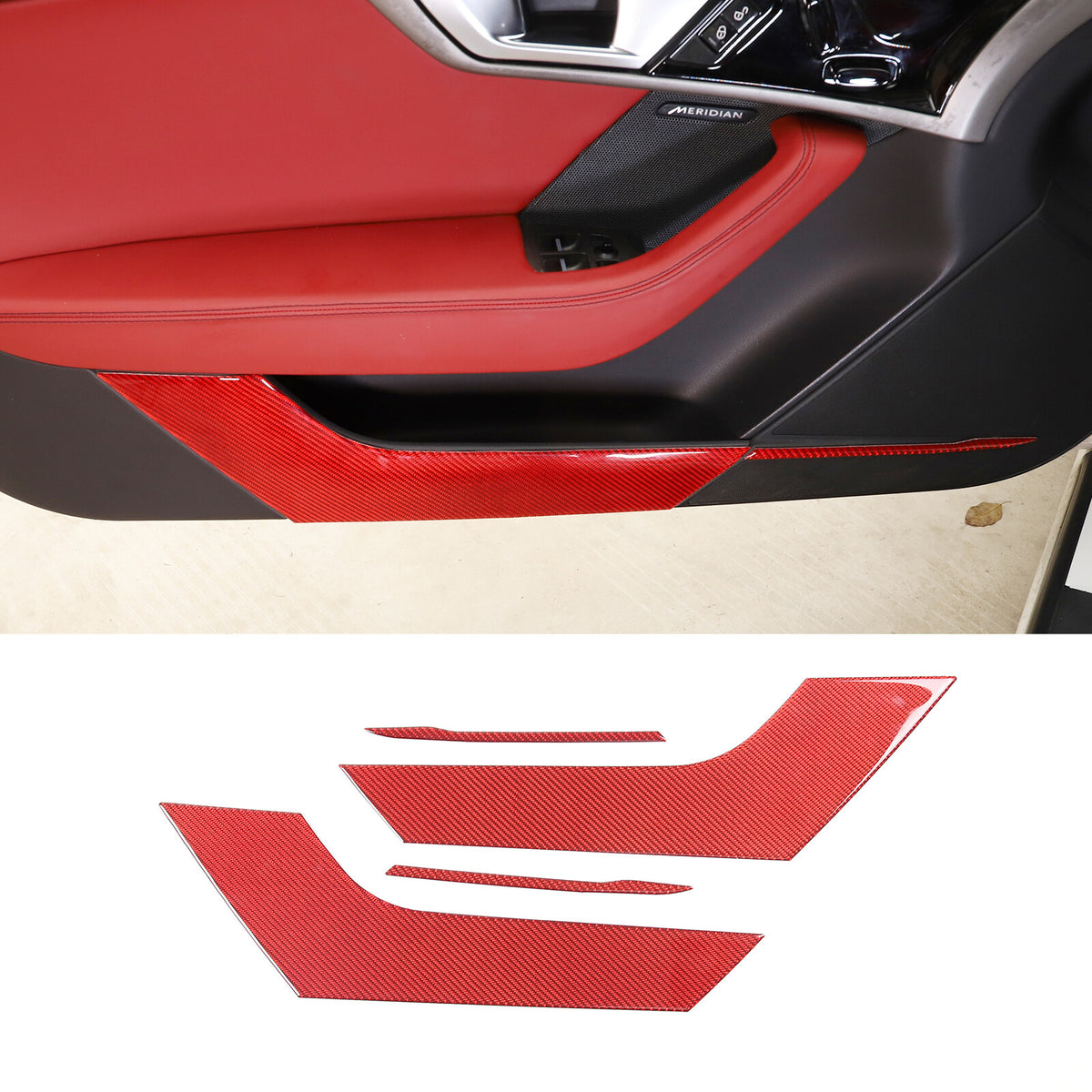 For Jaguar F-TYPE 2013-2022 Door Bottom anti-Kick Panel Trim Red Carbon Fiber 1