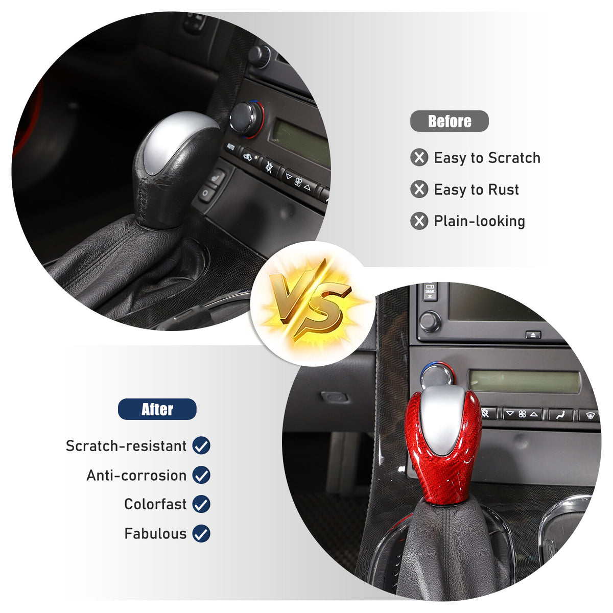 Red Real Carbon Fiber Center Gear Shift Knob Trim Cover For Corvette C6 2005-13 4