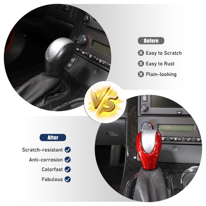 Red Real Carbon Fiber Center Gear Shift Knob Trim Cover For Corvette C6 2005-13 4