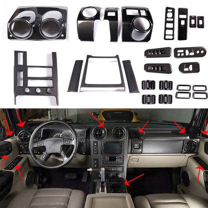 ABS Carbon Fiber Interior Full Set Panel Cover Trim Kit for Hummer H2 2003-2007 1