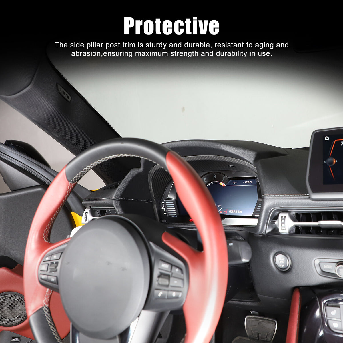 Matte Real Carbon Fiber Interior Trim Cover Accessories For Toyota Supra A90 19+ 37