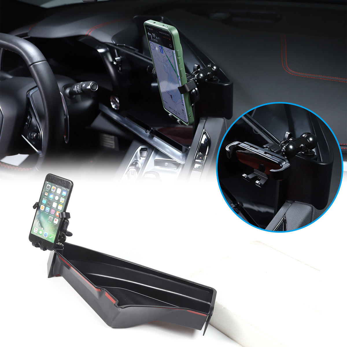 Center Console Interior Dashboard Phone Holder Mount Bracket For Corvette C8 20+ 69