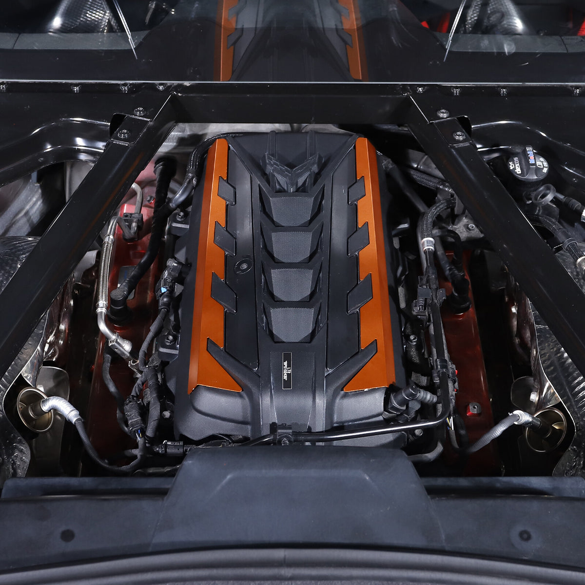 Orange Aluminum Engine Bay Engine Side Cover Plate Trim For Corvette C8 2020-26 2