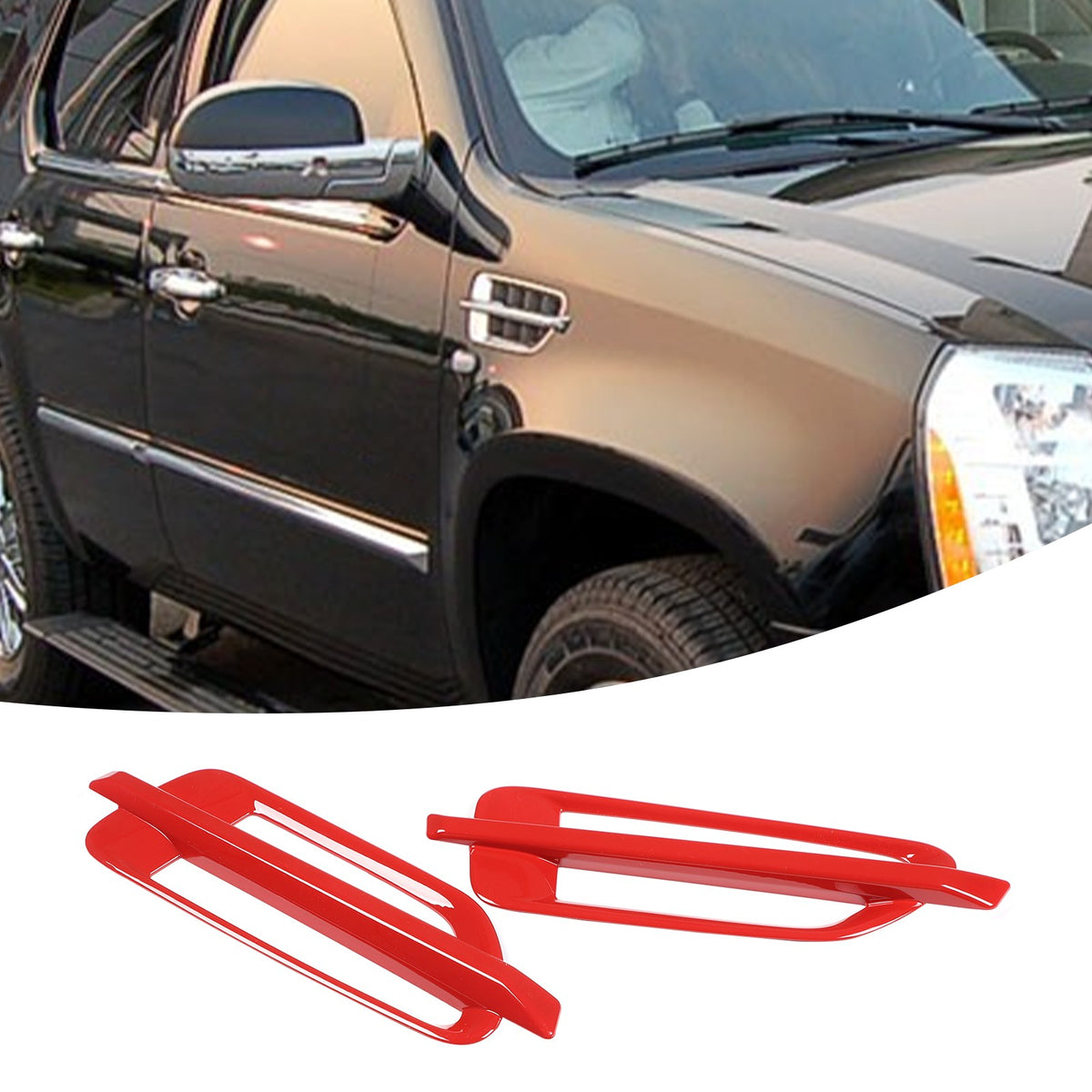 Sport Red ABS Side Fender Trim Cover For Cadillac Escalade 2007-2014 2