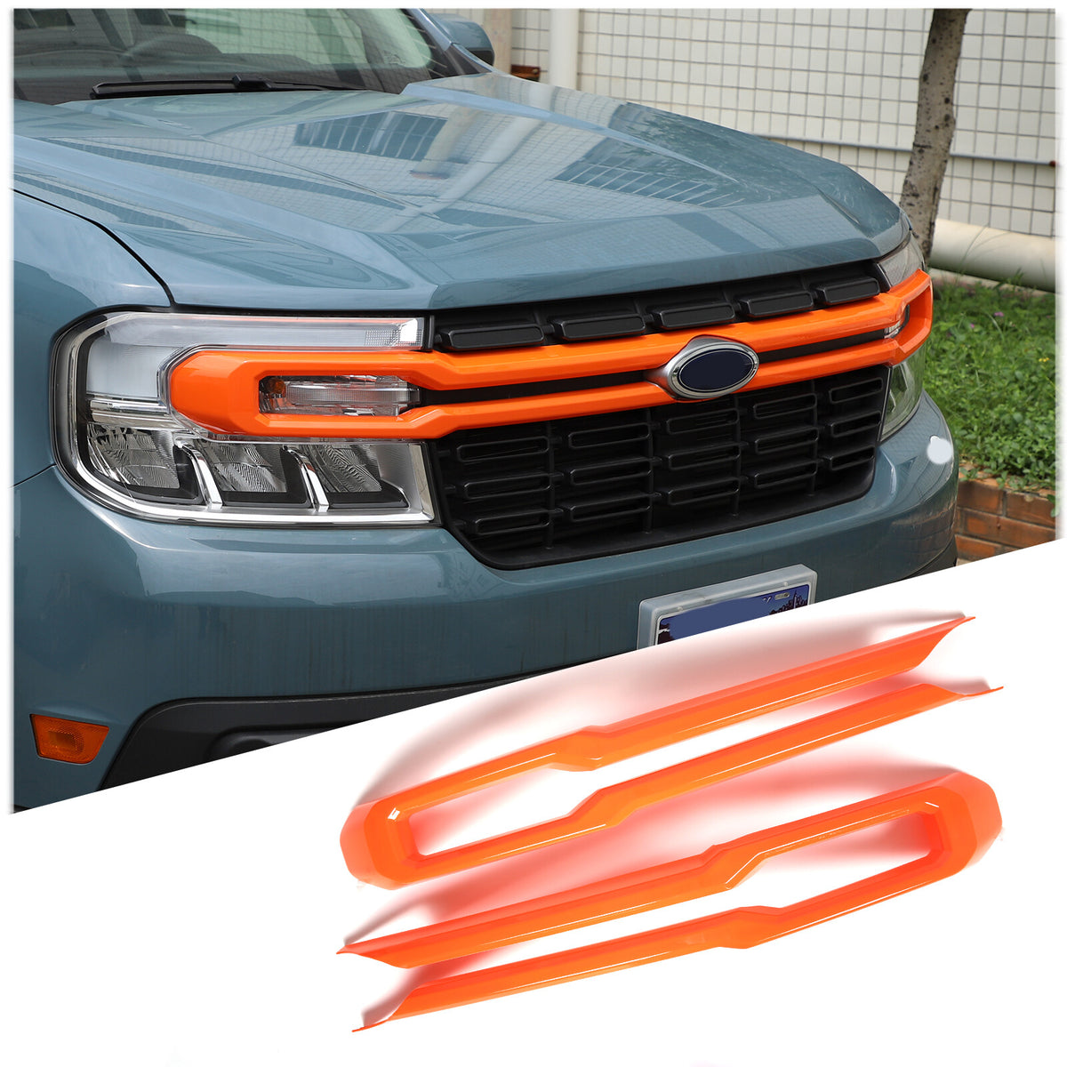 Orange Front Bumper Grille Grill Cover Moulding Trim For Ford Maverick 2022 US 3