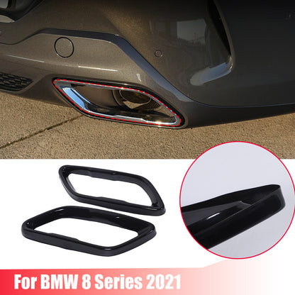 Glossy Black Stainless Rear Exhaust Tip Trim For BMW 8 Series Coupe G14 2019+ 1