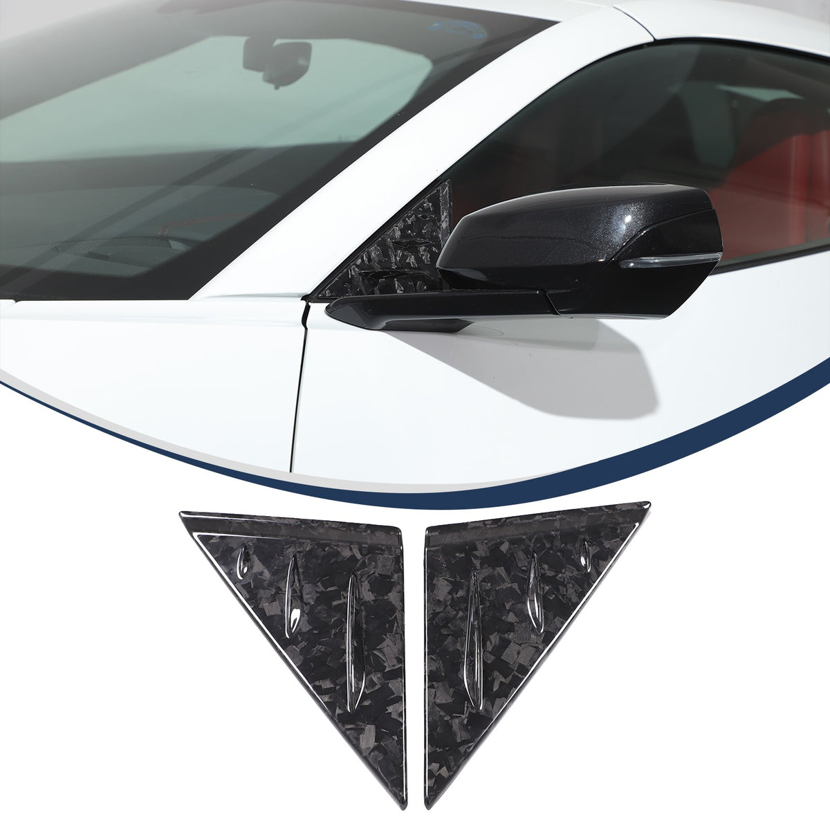 Forged Real Carbon Fiber A-Pillar Triangle Trim Cover For Corvette C8 2020+ 2