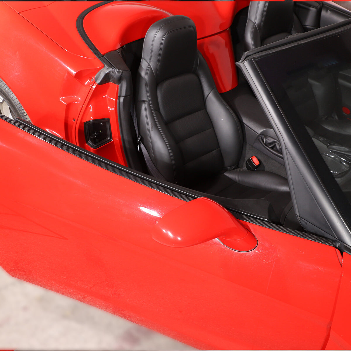 Real Carbon Fiber Door Window Sill Trim Decor Strips For Corvette C6 2005-2013 4