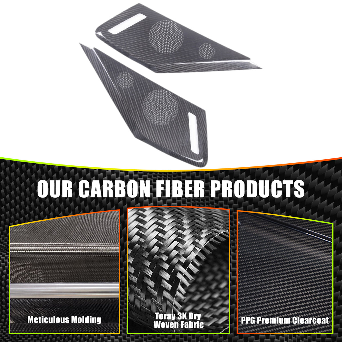 Real Carbon Door Speaker Cover Trim For Corvette C8 Z51 Z06 Coupe 2LT 3LT 20+ US 7