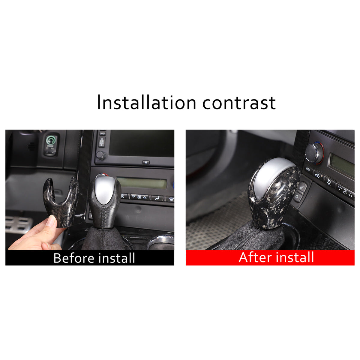 2pcs Forged Real Carbon Fiber Gear Shift Knob Trim Cover Set For Corvette C6 20
