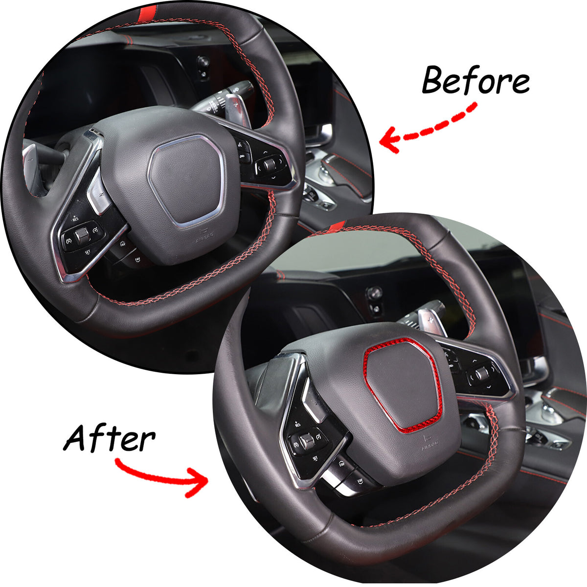 Red Real Carbon Fiber Interior Trim for Corvette C8 20-25 213