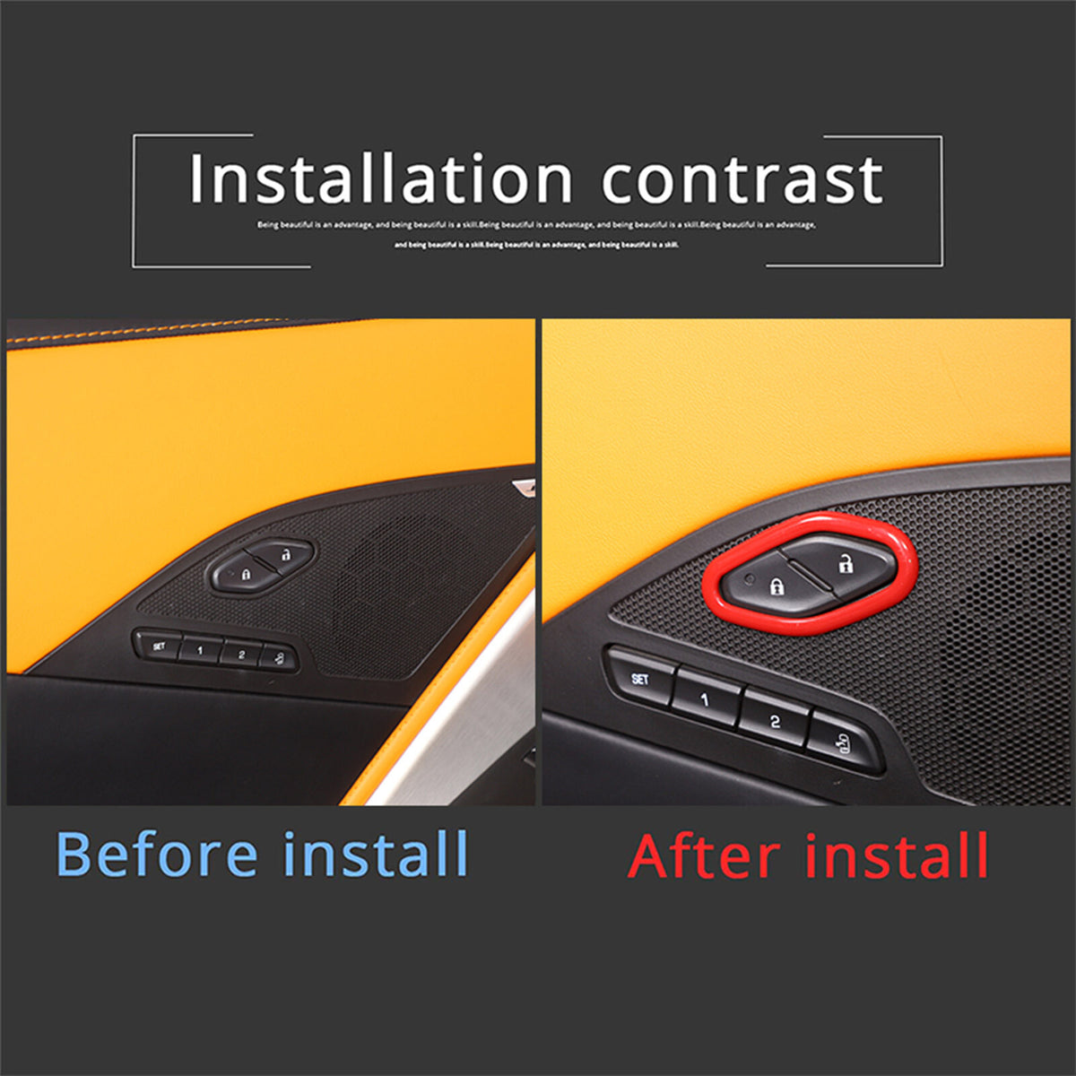 Sports Red ABS Interior Decoration Cover Trim Kit For Corvette C7 2014-19 - Styles 6-10 44