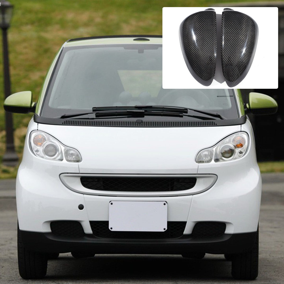 Real Carbon Fiber Exterior Side Mirror Trim For Benz Smart Fortwo W451 2009-2014 1