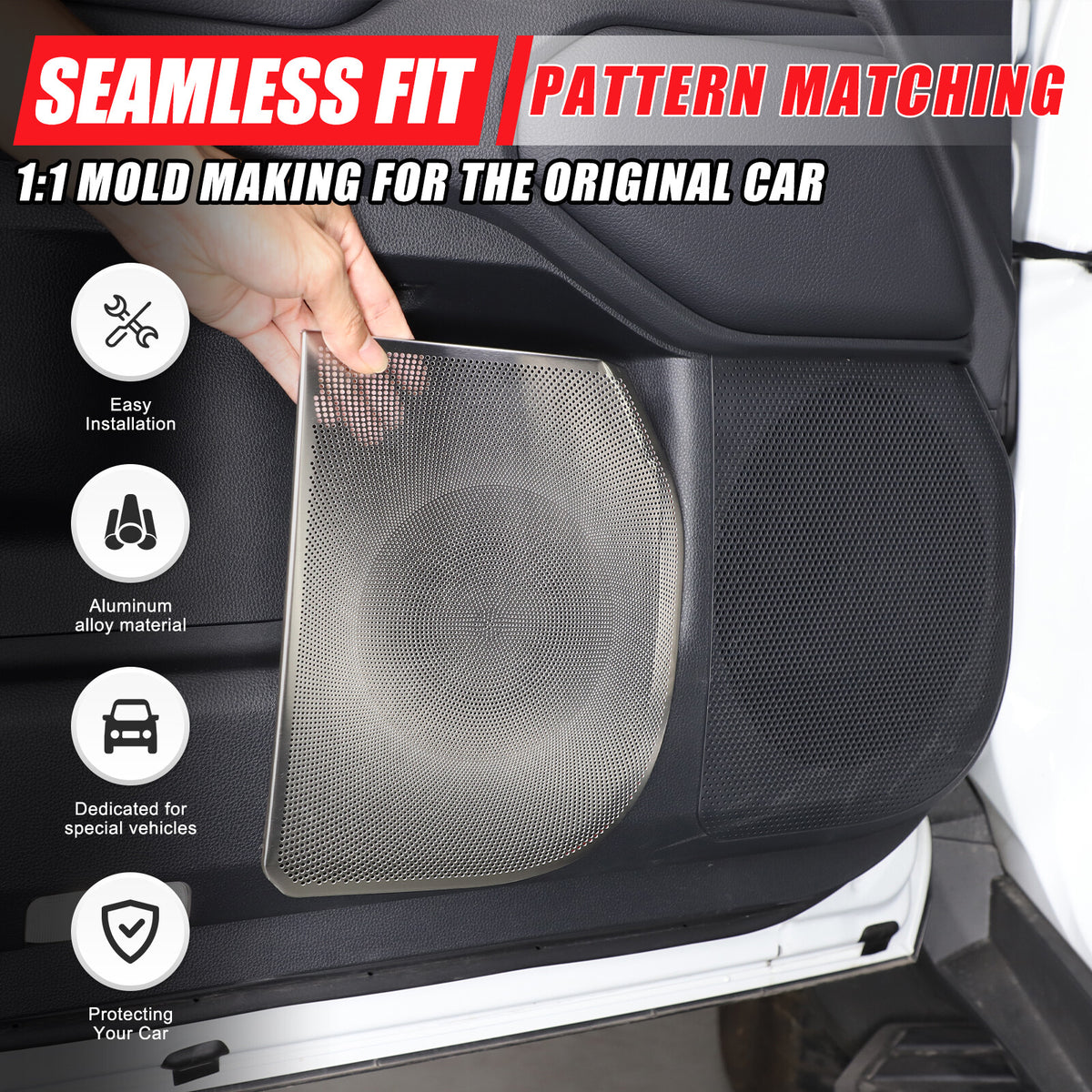 Silver Inner Door Speaker Tweeter Mesh Cover For Toyota Land Cruiser LC250 24+ 3