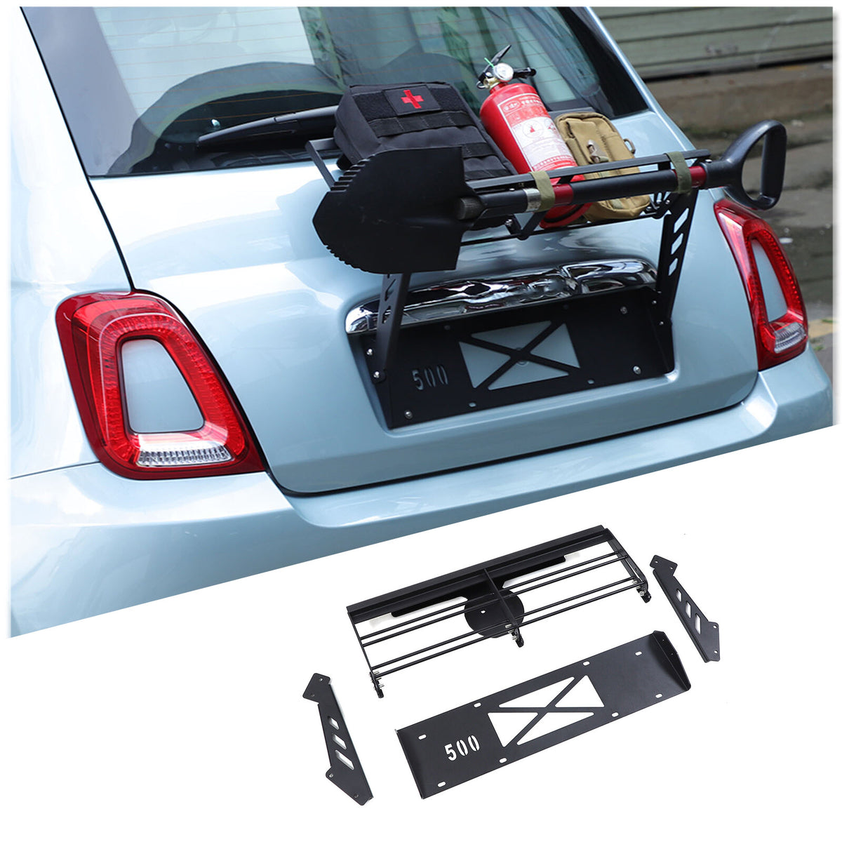 Hitch Mount Cargo Carrier Basket Rear Rack For Fiat 500 2010-2024 US 23