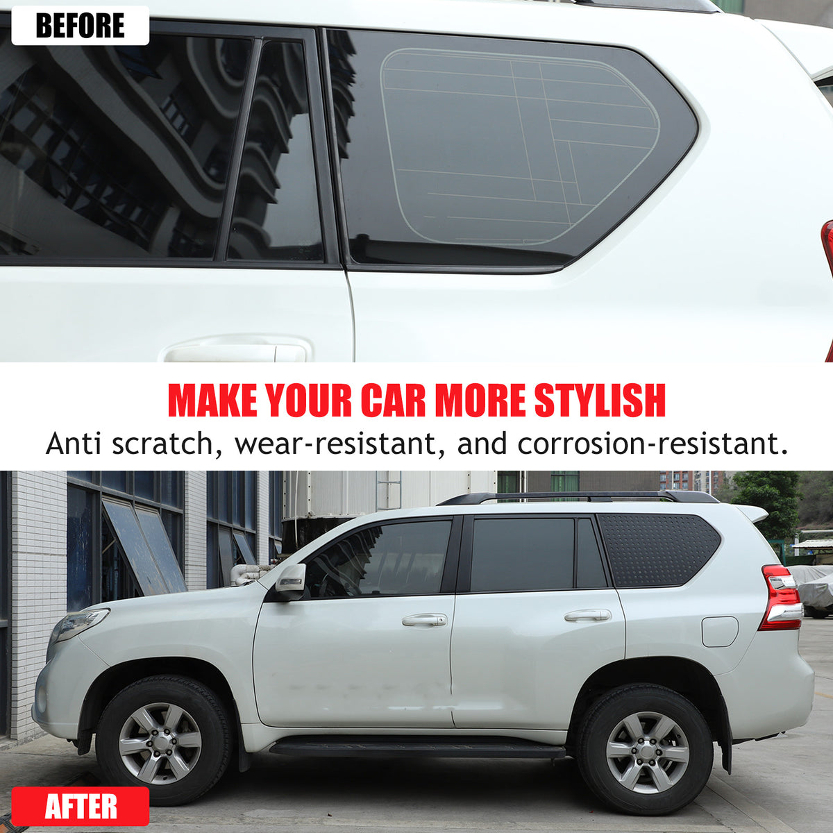 Exterior Rear Quarter Window Pillar Cover For Toyota Land Cruiser Prado 10+ US 9