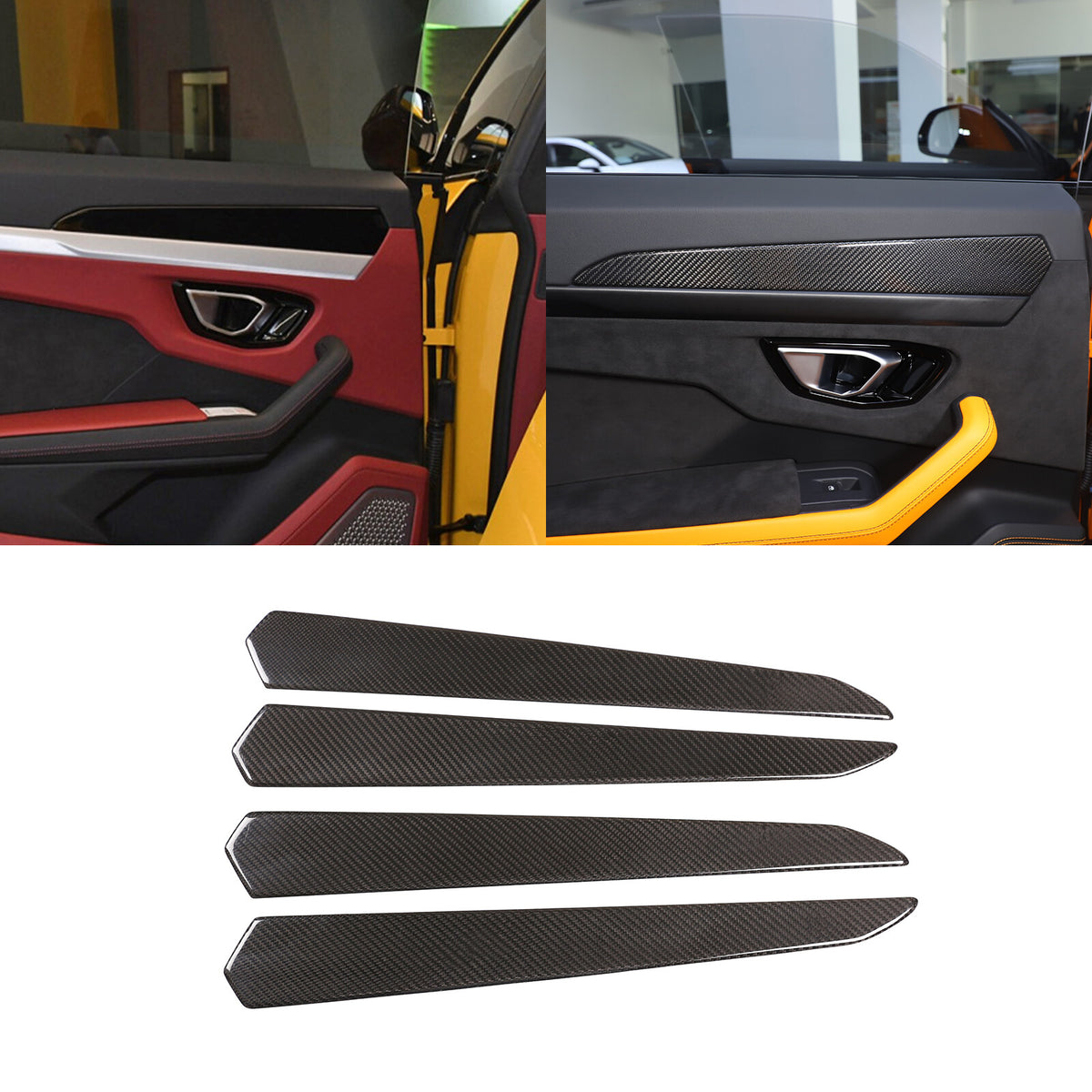Real Carbon Fiber Interior Door Panel Cover Trim For Lamborghini URUS 18-23 US 2