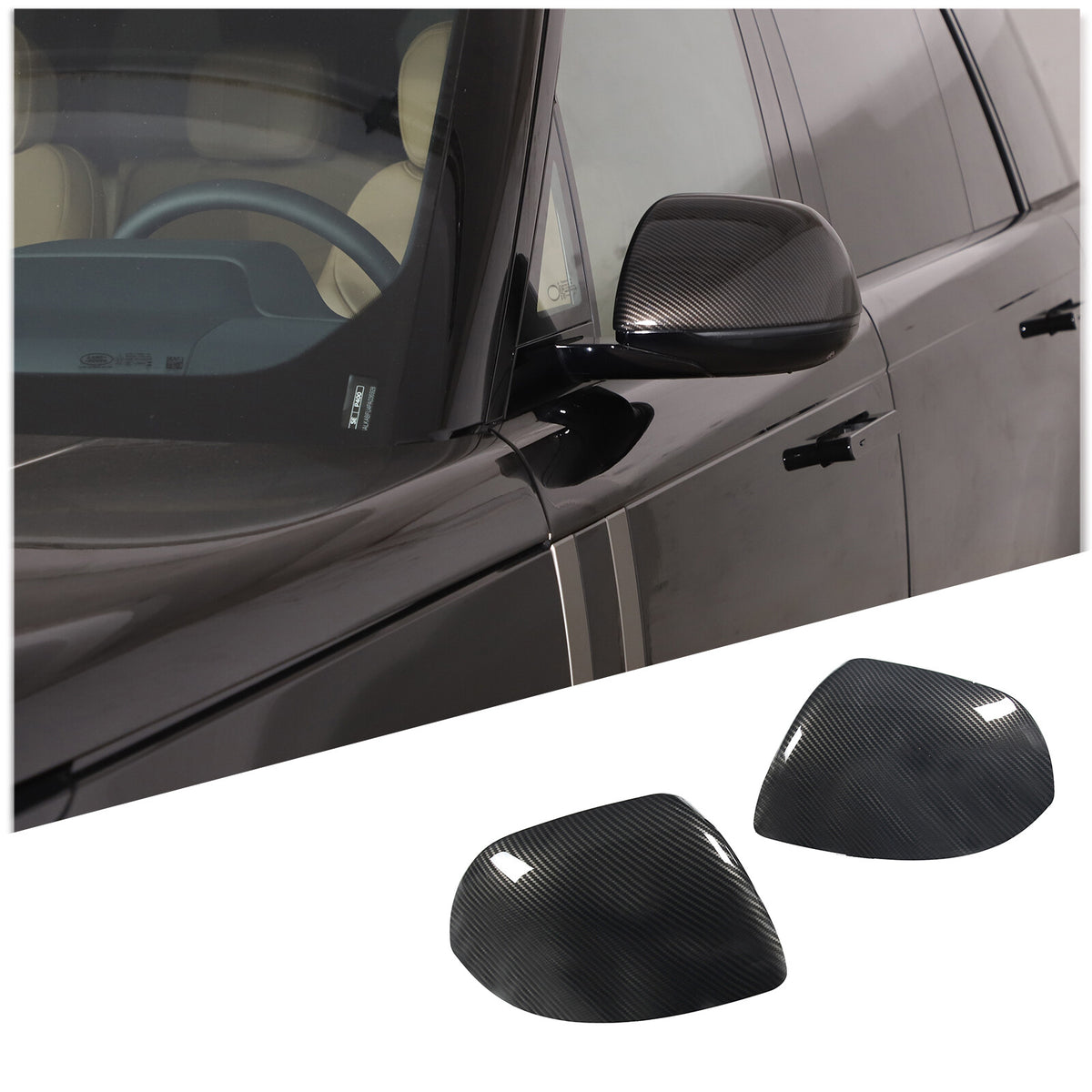 For Range Rover Vogue Sport 2022-23 Carbon Fiber ABS Rear View Mirror Cover Trim 1