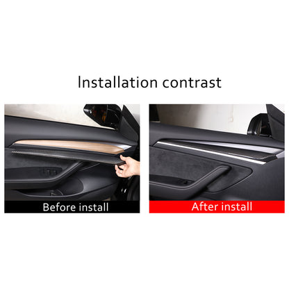 Real Carbon fiber inner door Armrest panel Trim Cover For Tesla Model 3 Y 21-22 15