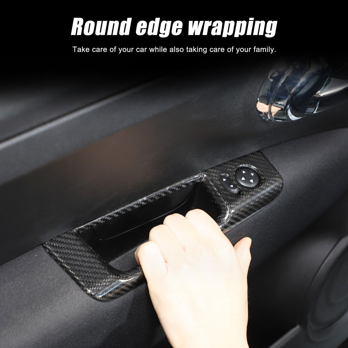 Real Carbon Fiber Mirror Adjustment Panel Trim For Fiat 500 312 2010-2022 7