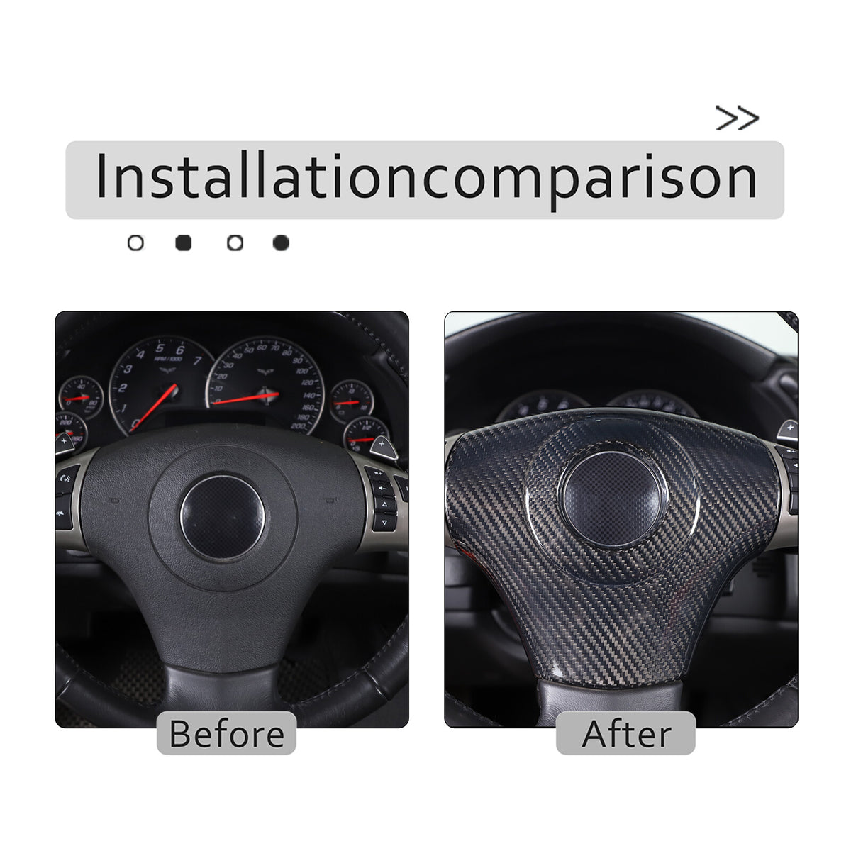 Real Dry Carbon Fiber Steering Wheel Decorative Cover Trim For Corvette C6 05-13 5