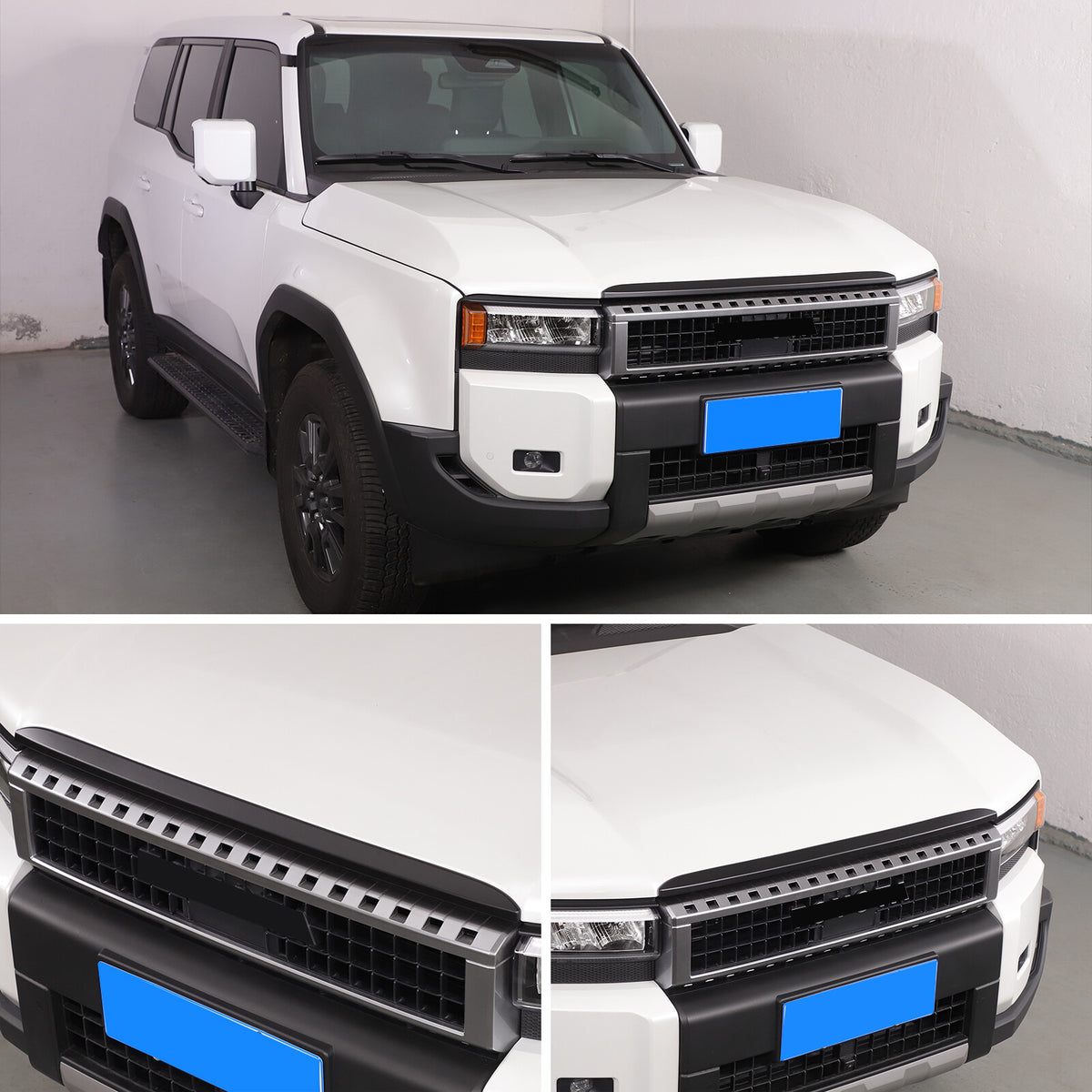 Matt Black Front Grille Upper Engine Hood Trim For Toyota Land Cruiser LC250 24+ 17