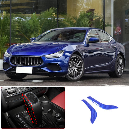 Blue Real Carbon Fiber Gear Shift Knob Side Trim Cover For Maserati Ghibli 19-23 8