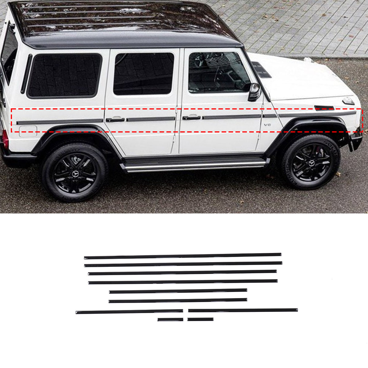 Piano Black Side Door Body Trim For Benz G Class W463 G350 G55 G63 2007-18 7