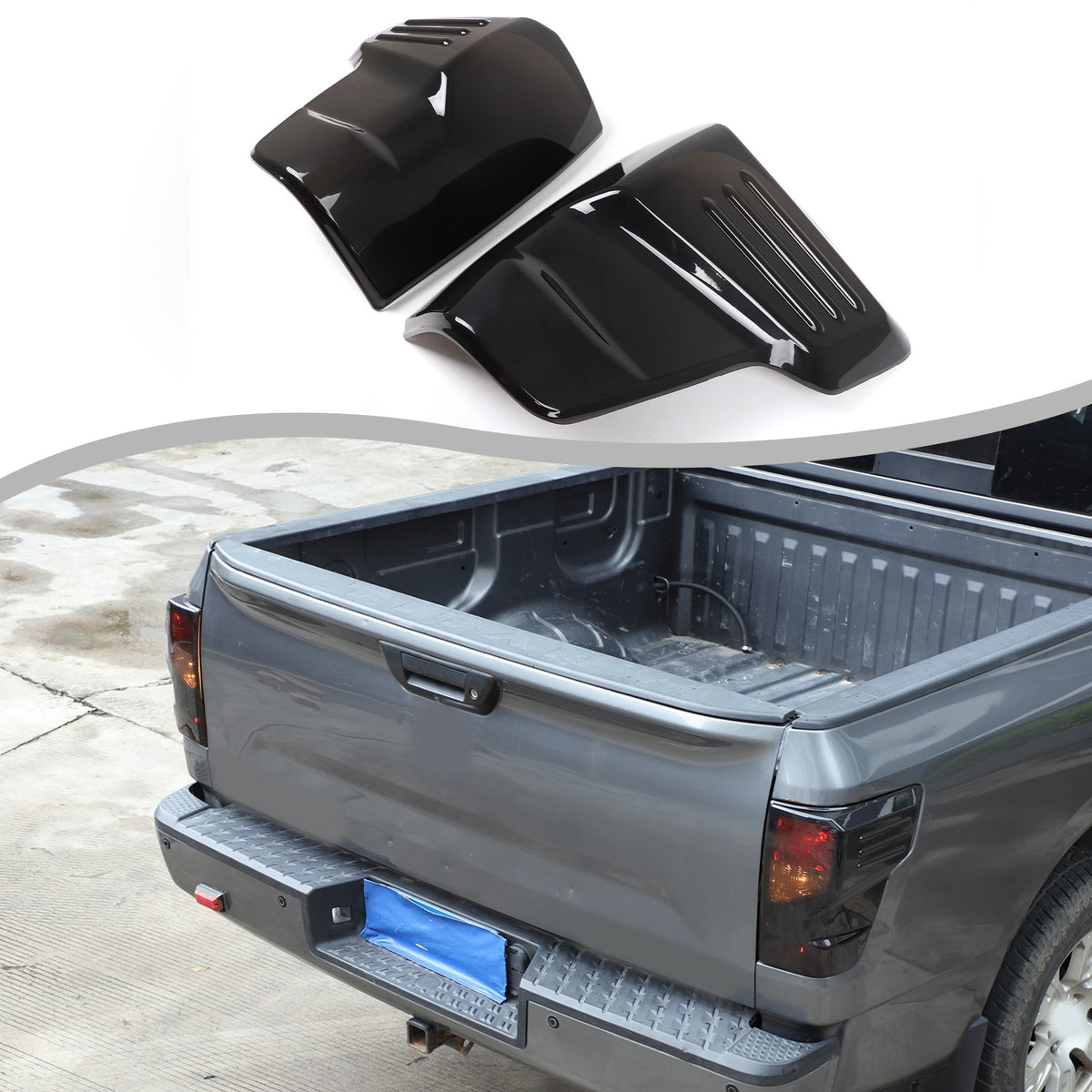 Transparent Gray ABS Tail Light Smoked Cover Trim For Nissan Titan 2016-2023 16