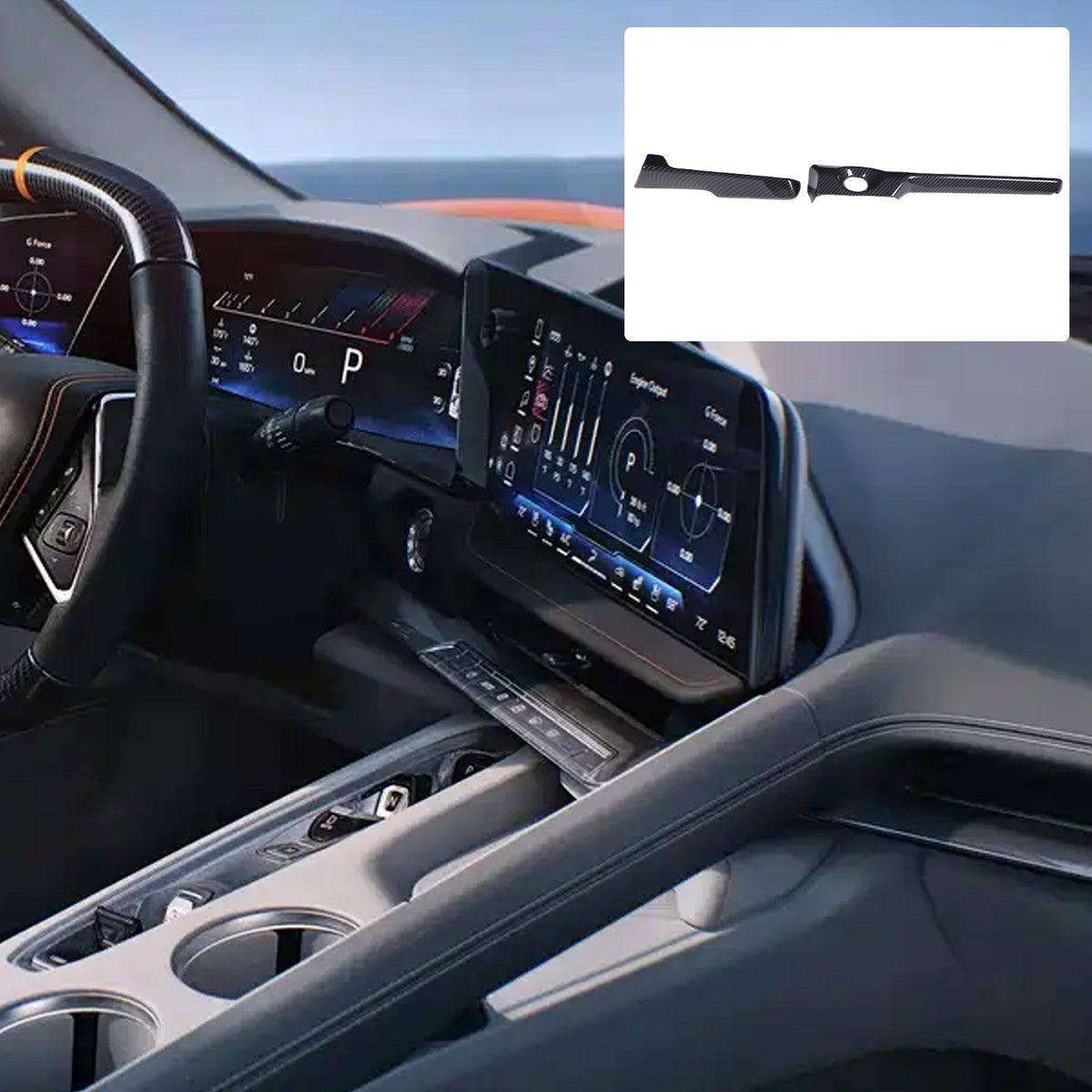 ABS Carbon Fiber Steering Wheel Side Dashboard Trim For Corvette C8 2026+ US 18