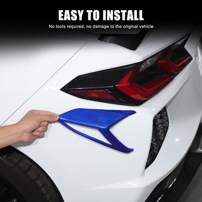 Blue Real Carbon Fiber Rear Tail Light Side Trim For Corvette C8 2020+ 8
