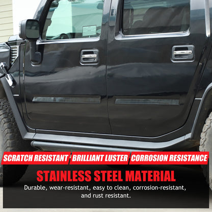 Black Titanium Stainless Steel Body Molding Trim Strips For Hummer H2 2003‑2009 6