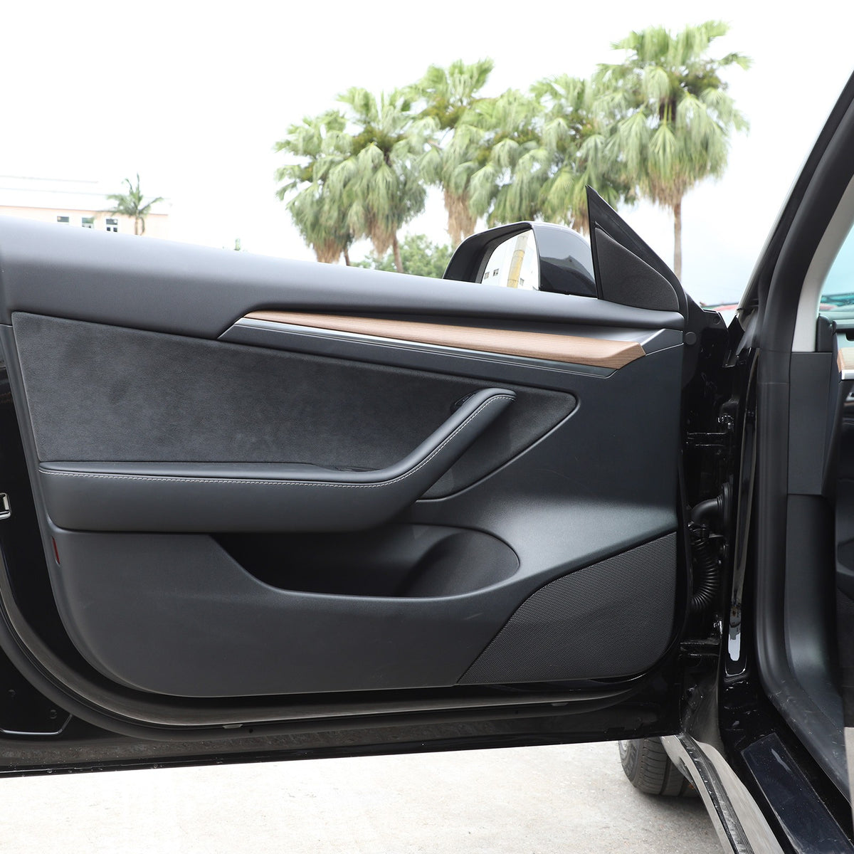 Pear Wood Grain ABS Interior Door Panel Trim For Tesla Model 3/Y 2021-2022 5
