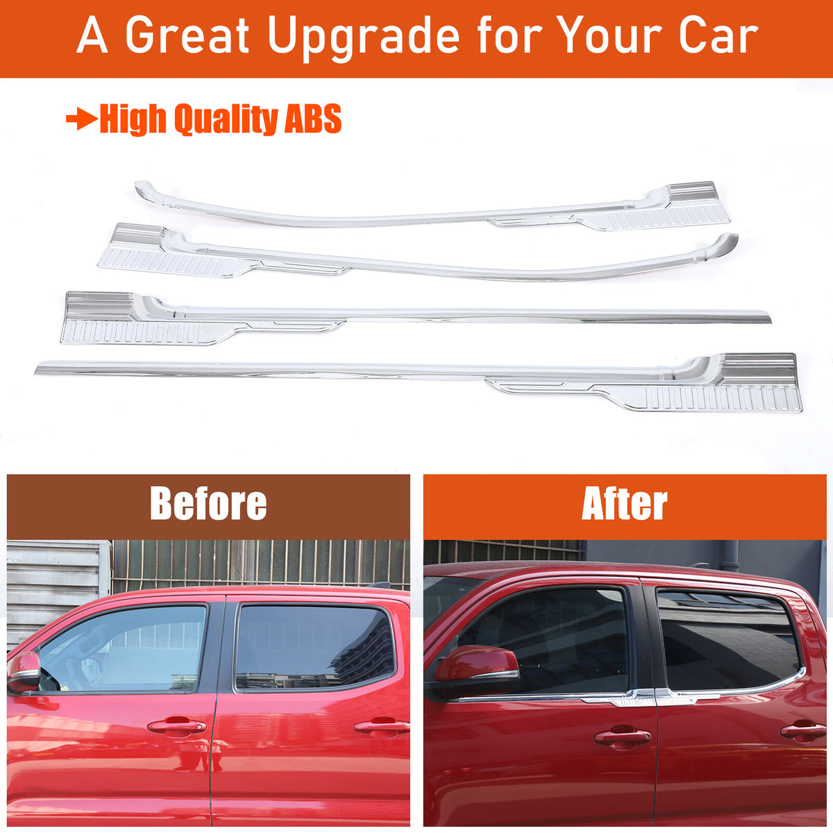 Silver Exterior Window Bottom Sill Trim Strip For Toyota Tacoma 2015-2022 22