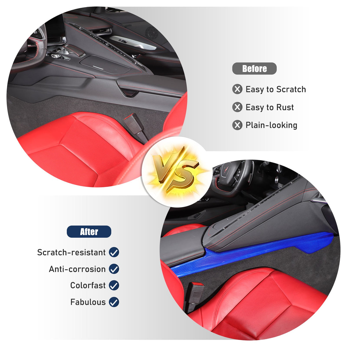 Blue Real Carbon Fiber Lower Armrest Box Panel Trim For Corvette C8 2020+ 23