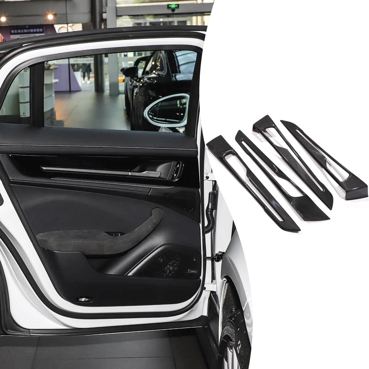 Real Carbon Fiber Interior Inner Door Panel Trim For Porsche Panamera 976 2024+ 10