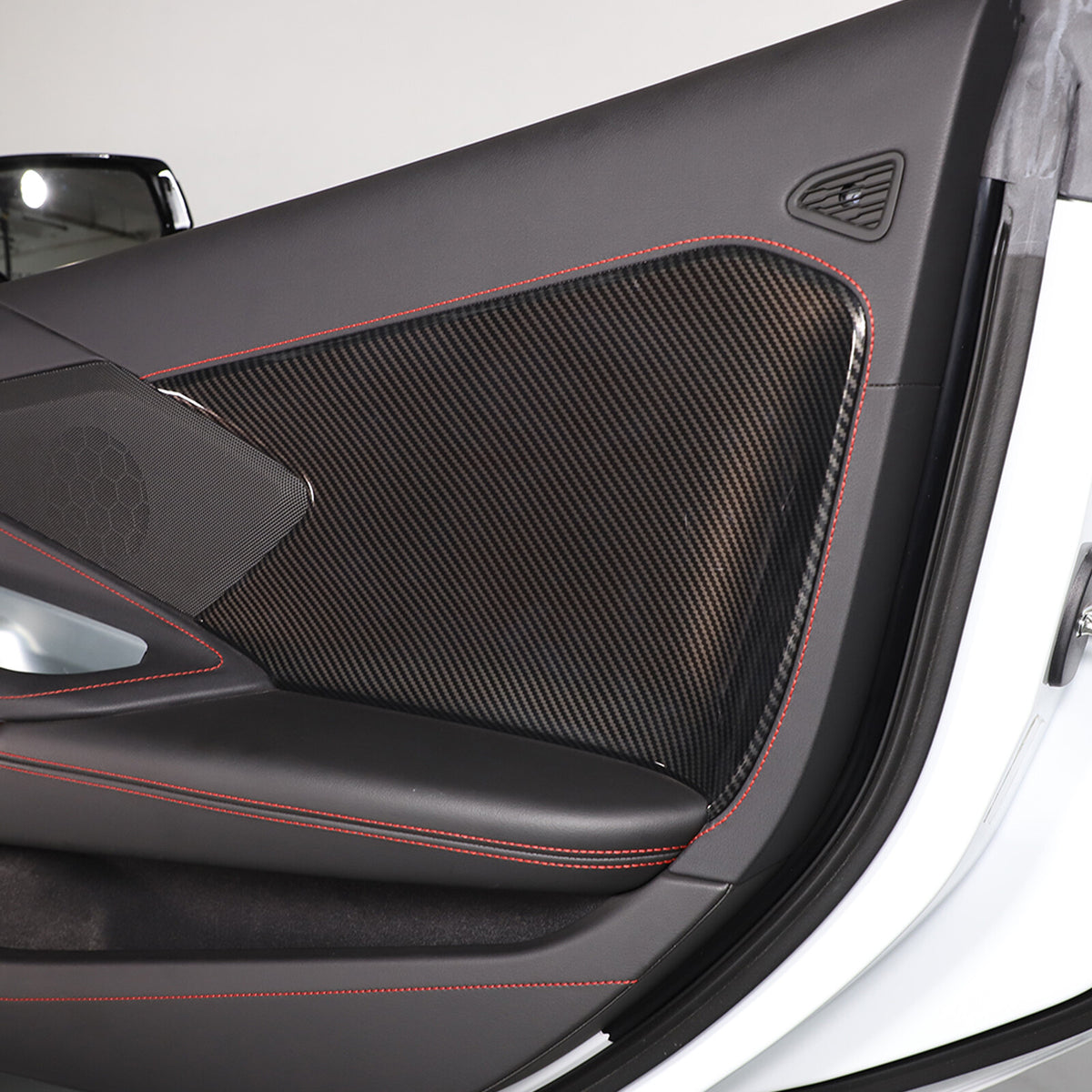 ABS Carbon Fiber Interior Anti-Kick Door Panel Cover Trim Kit For Corvette C8 6