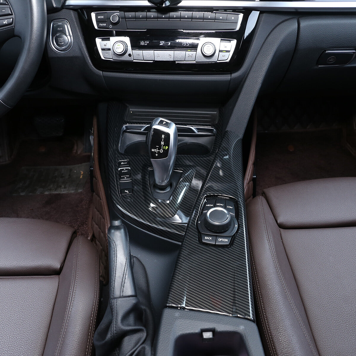 ABS Carbon Fiber Gear Shift Panel Cover Trim For BMW 3 Series F30 F34 2013-2019 8