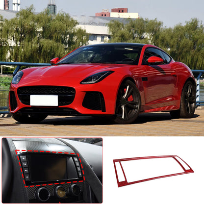 Red Carbon Fiber Dashboard Navigation Cover Trim for For Jaguar F-TYPE 13-18 14
