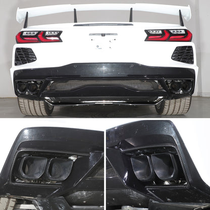 Real Dry Carbon Fiber Rear Tailpipe Trim Ring Cover For Corvette C8 2020+ 19